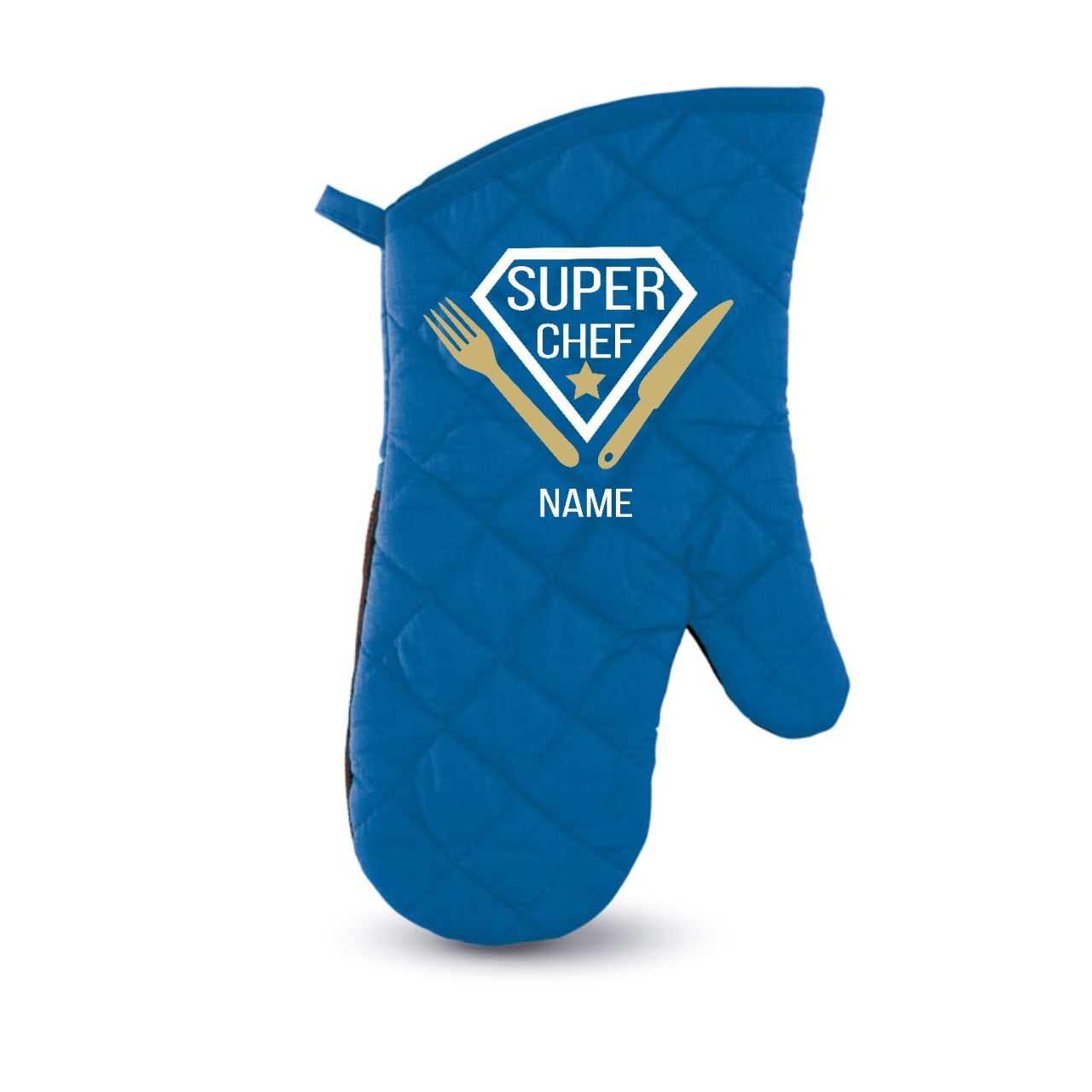 Personalised Blue Super-chef Oven Glove